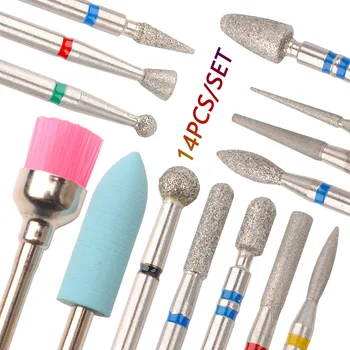 14pcs/set Nail Drill Machine Bit Nail Gel Removal Polishing Tools Pedicure Manicure Rotary Grinding Buffer Polisher 2