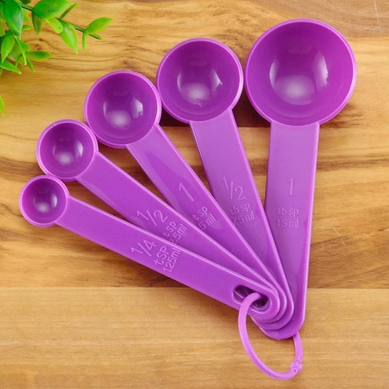 5Pcs/set 3 Colors Kitchen Measuring Spoon Coffee Teaspoon Sugar Scoop Baking Cooking Kitchen Measuring Cups with Scale Tools kitchen measuring spoons,measuring spoon set,measuring cup and spoon set