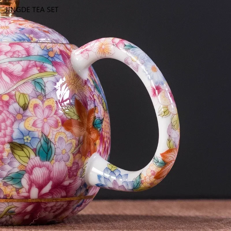 1pc 210ml Exquisite Enamel Color Ceramic Teapot Ball Hole Filter Tea Infuser Custom Beauty Teapot Chinese Tea Set