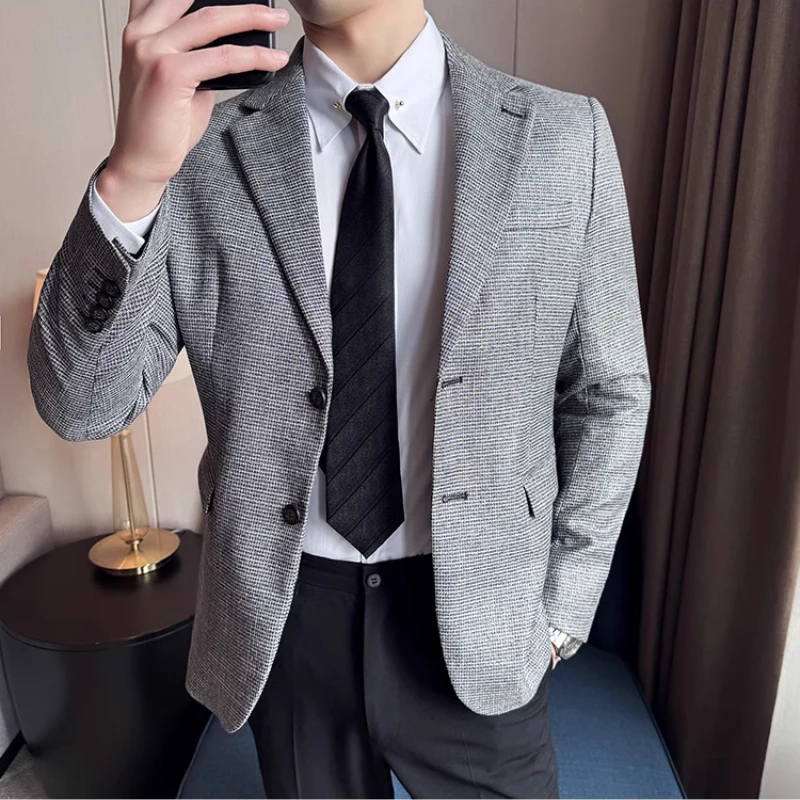 Men Suit Jacket Blazer Hombre High-quality Fashionable and Elegant Men Business Slim Fit Suit Jacket Social Party Formal