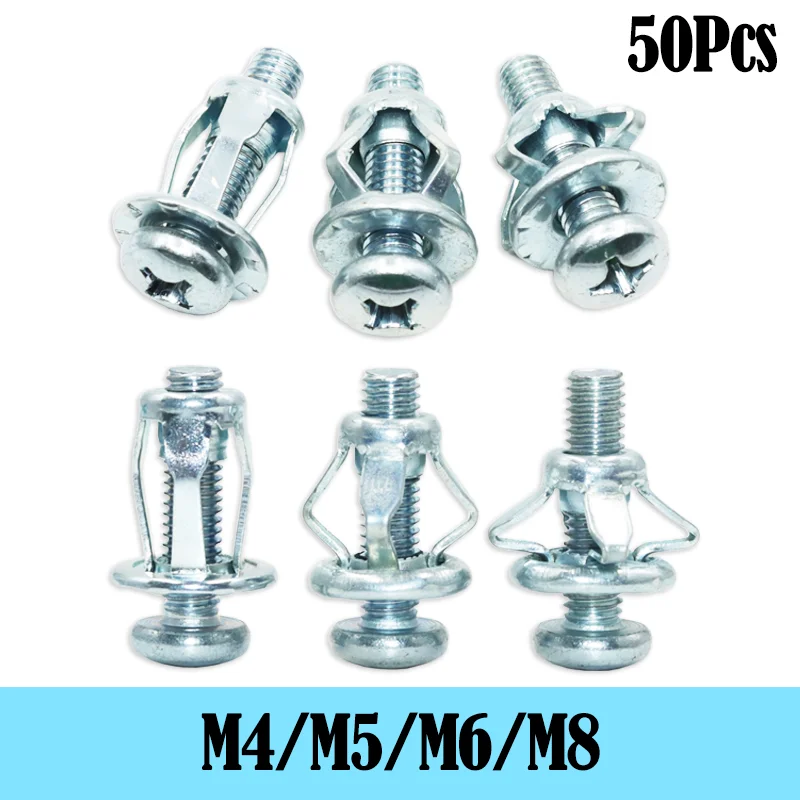 Screw Bolt Nut Set Hex Nuts Assortment Kit Screw Washer Nut Kit up to 50p Jack Nut Expansion Screw Nuts Petal Shape Rivets Nut Metal Bolt Hollow Iron License Sheet Plastic Plate Furniture