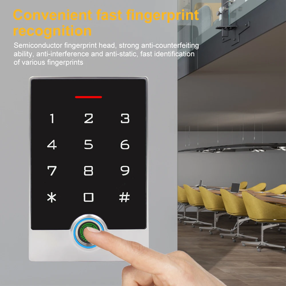 Access Control Keypad Fingerprint Access Control Keypad Fingerprint Door Opener WiFi Tuya App Door Access Control System NFC IC RFID Card Reader Metal Case Fingerprint Access Control Keypad Wifi Remote Unlock