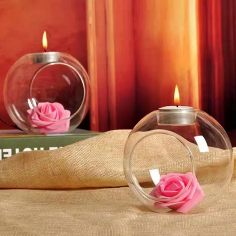 8/10/12cm Romantic Wedding Dinner Decor Classic Crystal Transparent Glass Hanging Candle Holder Candlestick Bar Party Home Decor candle holders