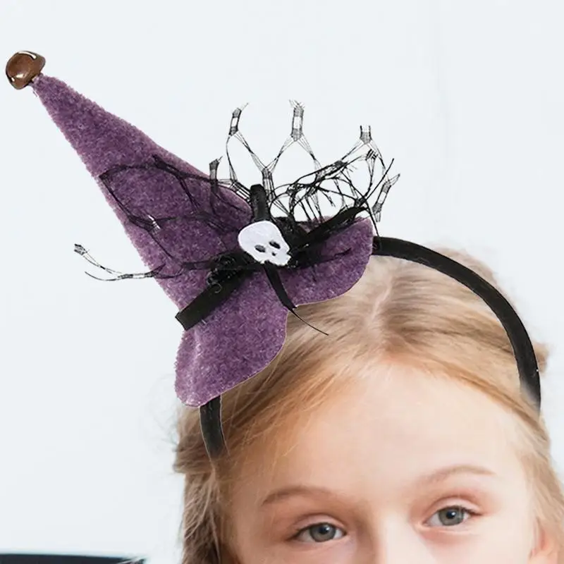 Halloween Head Band Halloween Witch Hat Headwear Stylish Party Headpieces With Spider Web For Celebrations Masquerade