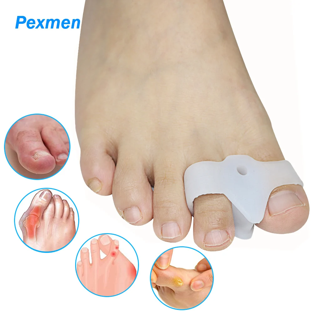Pexmen 2/4Pcs Soft Gel Bunion Correctors Toe Separator Spacer Restores The Natural Shape of Toes for Overlapping and Hammer Toe