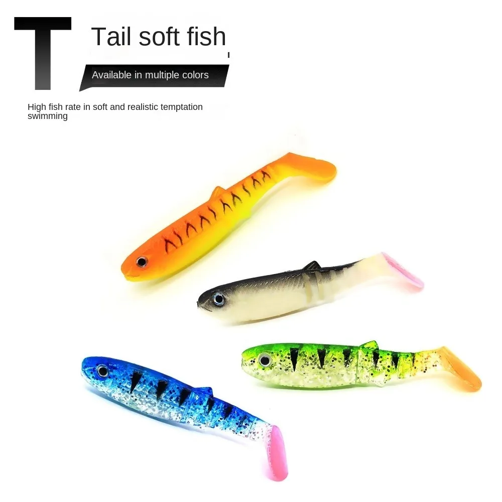 

5Pcs 8cm/6g T-tail Wobblers Fishing Tackle Artificial Worm Fishing Lure Minnow Bass Lure Silicone Soft Lures Fishing Accessories