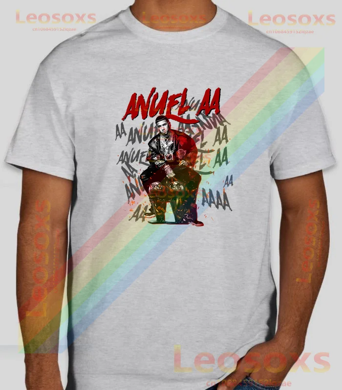 

[TEW] New Summer Men's Hip Hop Rap Anuel AA Leosoxs T-Shirt Real Hasta la Muerte Cotton Print Women's Short Sleeve