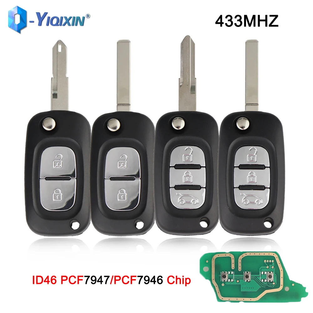 YIQIXIN Modified Flip 433Mhz Car Remote Key For Renault Traffic Master Clio 3 Kangoo Auto Dacia Twingo ID46 PCF7946 / 7947 Chip