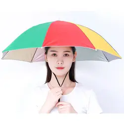 Windproof Portable Umbrella Hat for Outdoor Sunshade and Rain Protection (Multicolor)
