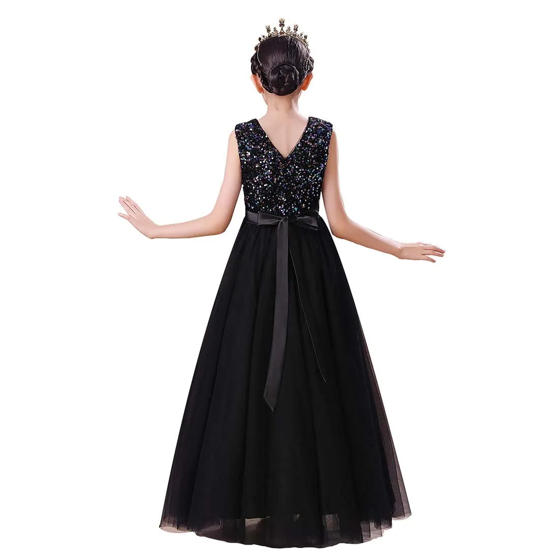 Taffeta Silk Embroidery Gown In Black Colour