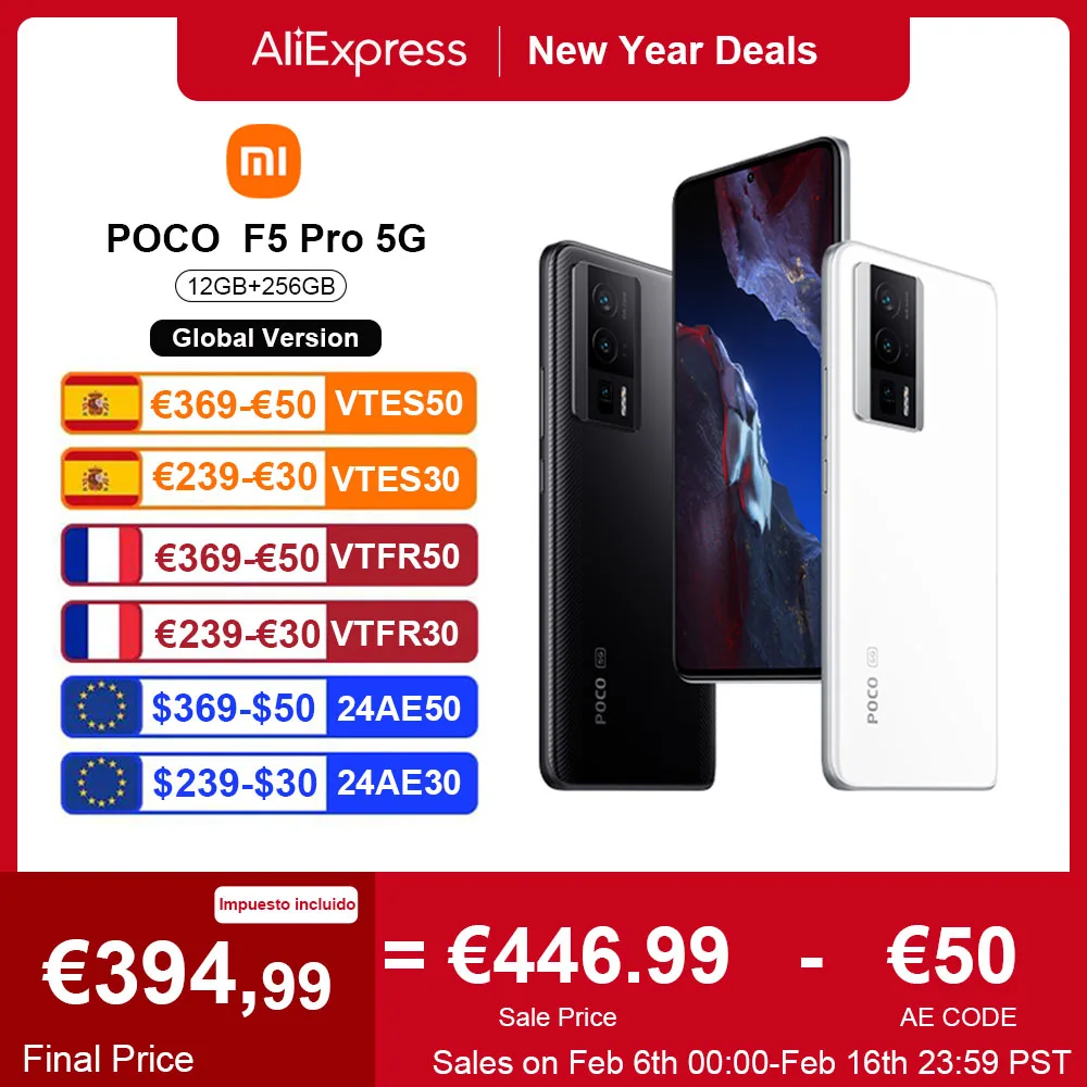 POCO-teléfono inteligente F5 Pro 5G versión Global, Smartphone con Snapdragon 8 + Gen 1, NFC, Pantalla AMOLED de 120Hz, carga Turbo de 67W, 5160mAh, cámara de 64MP