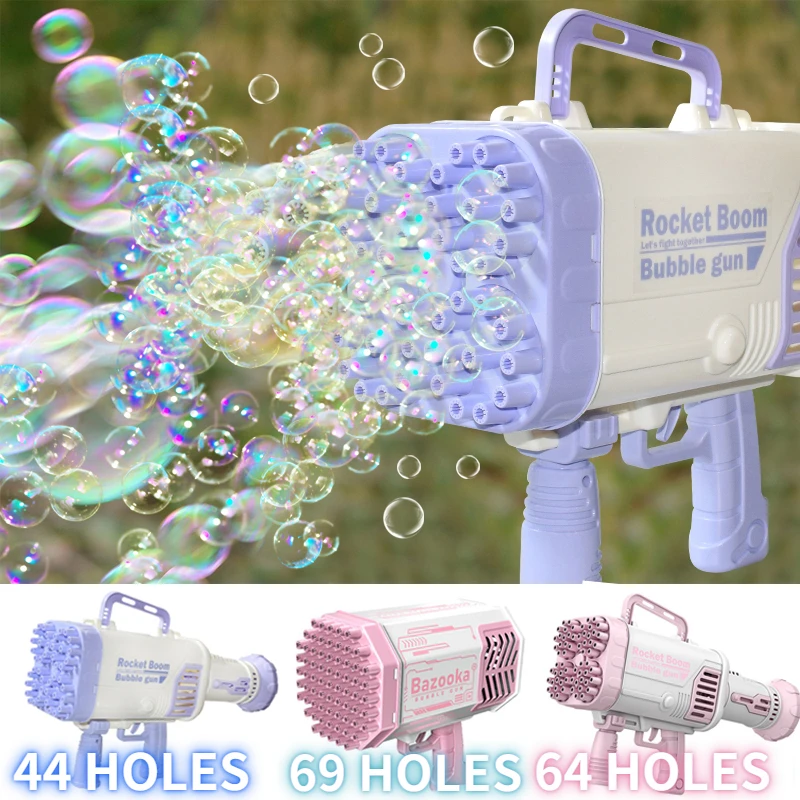 52/64 Holes Rocket Boom Bubble Guns Electric Bubble Machine for