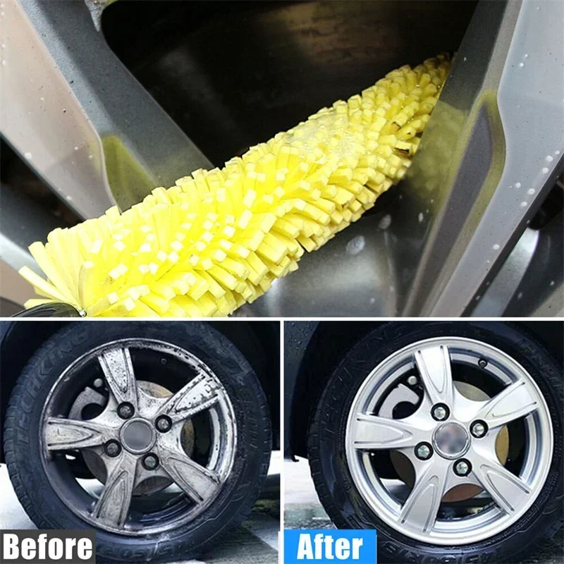 자동차 휠 림 청소 브러시 오토바이 휠 림 및 타이어 틈새 청소 브러시 미끄럼 방지 손잡이 청소 및 유지 관리가 용이함