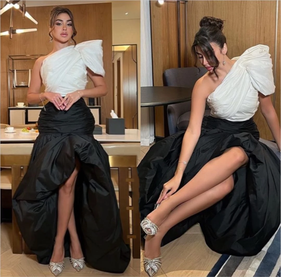 

Elegant Dresses for Women Ruffle One Shoulder Prom Dresses gala Mermaid Ball Gown Saudi Arabia Formal Occasion Dresses Black New