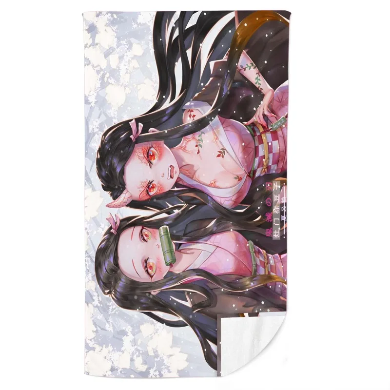 

In Stock Animation Demon Slayer Kamado Nezuko Fitness Running Sweat Practical Beach Towel Swimming Bath Towel Anime Model