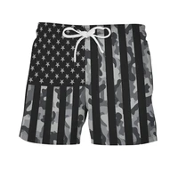 Retro 3D Flag Graphic Shorts Mens Swimming Trunks Summer Hawaii Casual Surfing Board Short Pants Students Back To School Clothes 2