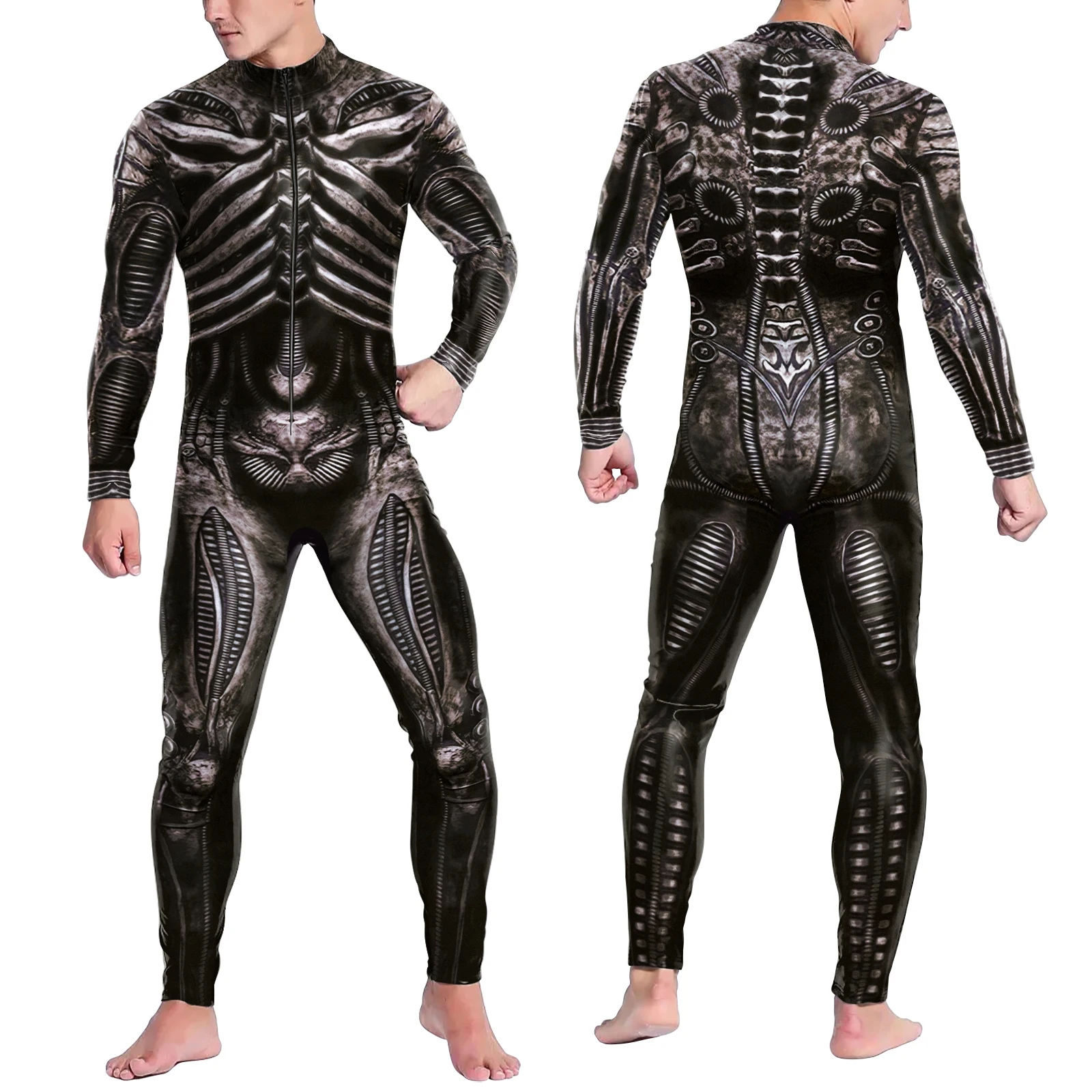 Catsuit Cosplay Costume Women Men Zentai 3D Bodysuit Halloween Skeleton