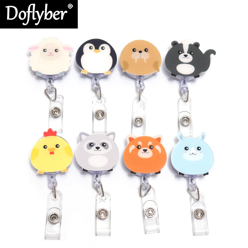 Cartoon Animal Dog Cat Fox Retractable Pull Badge Reel ID Lanyard Name Tag Card Badge Holder Reels Doctor Nurse Office Supplies cartoon animal dog dinosaur silicone retractable badge reel doctor nurse chest card exhibition holder clip badge holder