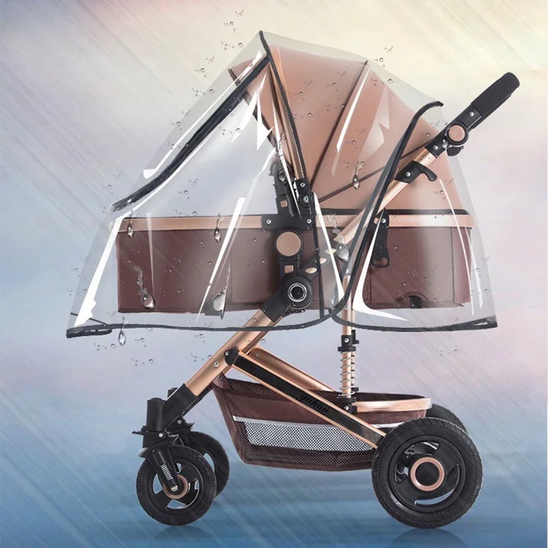 Universal Waterproof Pram Rain Cover Baby Stroller Accessories Transparent Wind Dust Shield Zipper Open for Pushchairs Raincoat