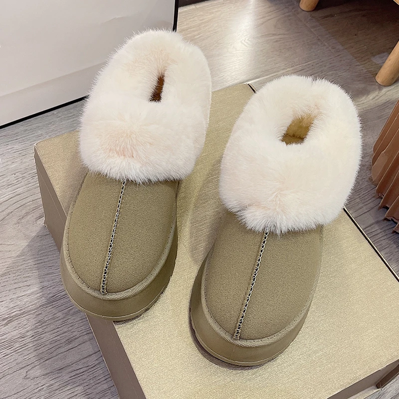 Woolen shoes women wear fur one snow boots winter new slip-on warm cotton shoes