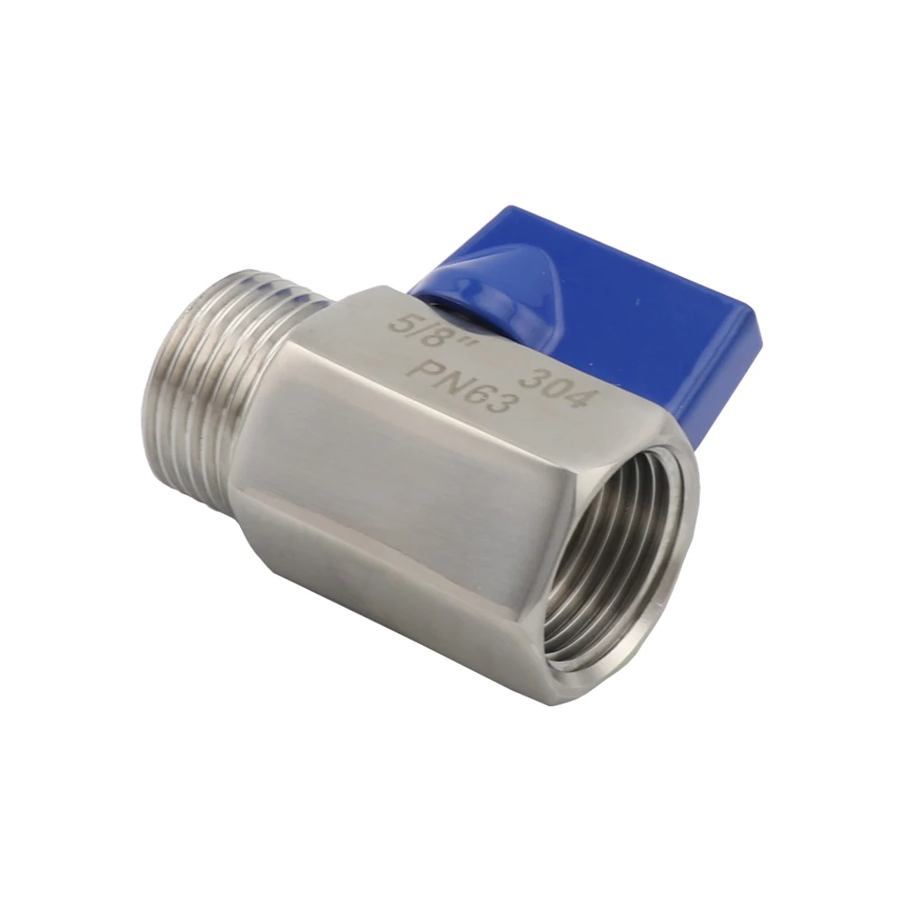 Brass Ball Valve Refrigeration Ball Valve PN63 304 Stainless Steel Mini Ball Valve G5/8'' Thread Female To Male For Homebrew Beer Keg Coupler