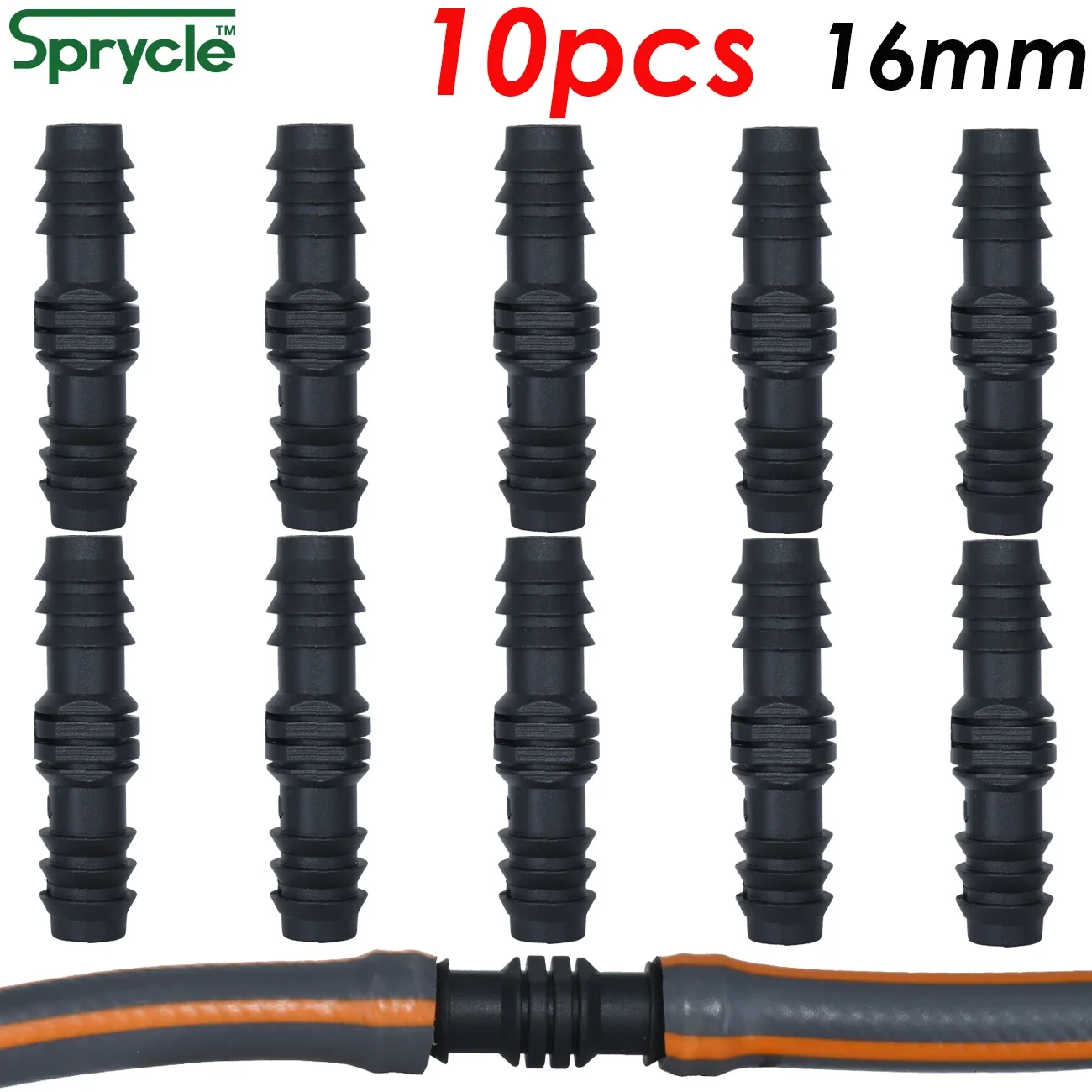 Pipe Connector 10PCS 16mm Couplings Straight Micro Drip Irrigation 1/2'' PE Pipe Tubing Hose Repair Fitting Garden Watering