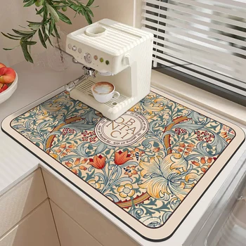 Tappetino da caffè Tappetino per asciugare i piatti super assorbente Tappetino per asciugare i piatti di grandi dimensioni per bancone della cucina Tappetino di scarico antiscivolo Accessori per bar 1