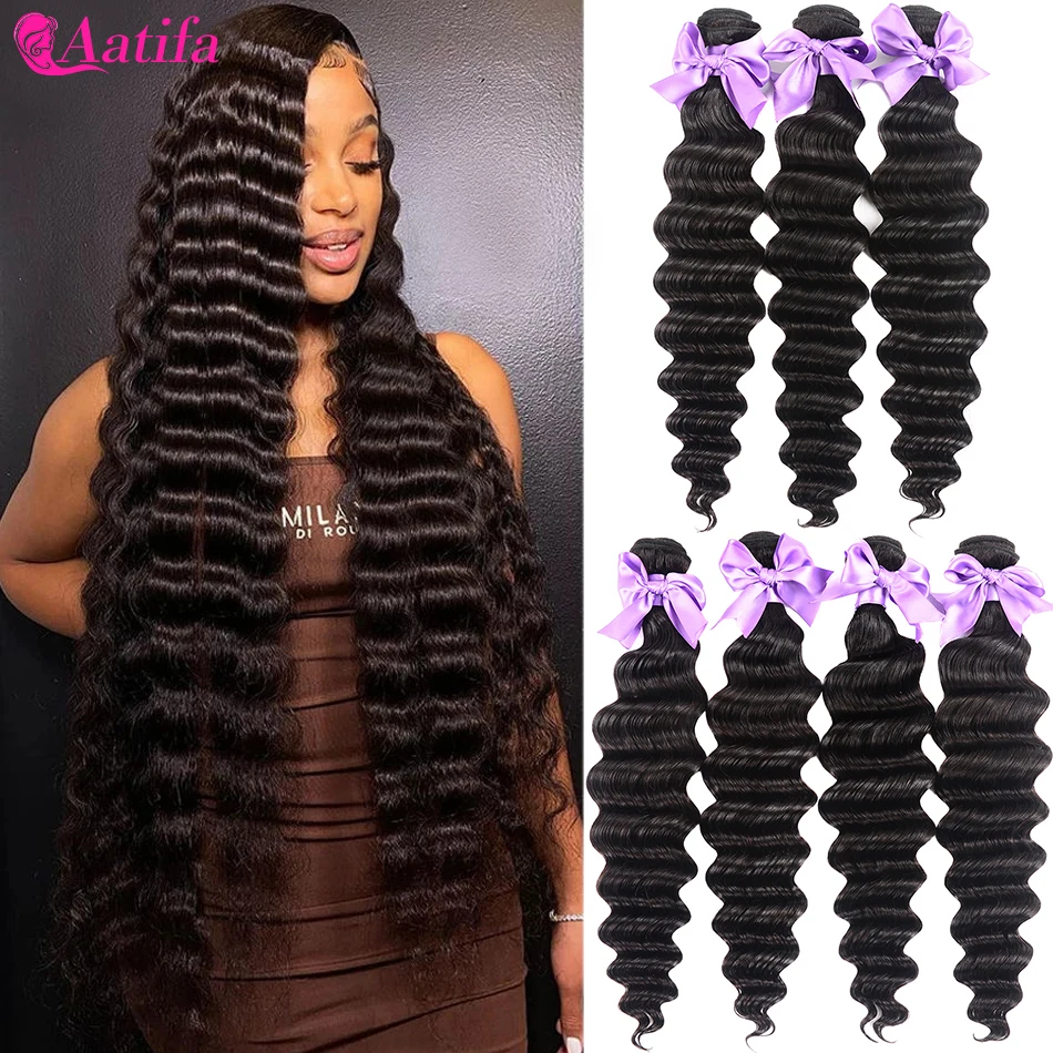 Long Thick Loose Deep Wave Bundles 1 3 4 Bundles Deals 30 32  inch Peruvian Loose Wave Bundles 100% Human Hair Weave Bundles