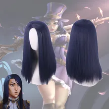 

Arcane Caitlyn Kiramman LOL Cosplay The Sheriff of Piltover Resistant Hair Women Party Role Play Dark Blue Long Straight Wig