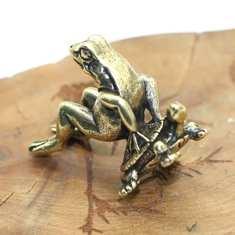 Antique Brass Meditation Zen Frog Statue Ornament Copper Animal Sculpture Incense Burner Home Desk Decorations Tea Pet
