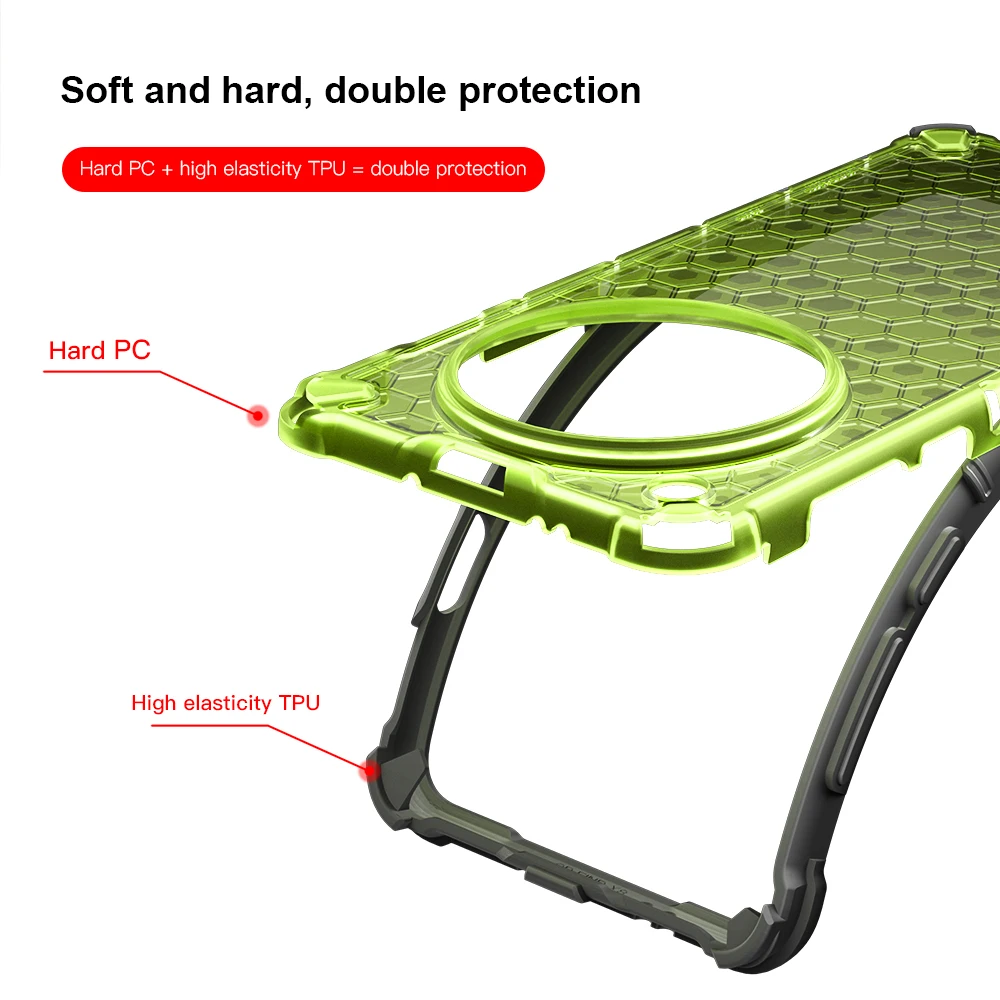 Shockproof Armor Case with Silicone + PC and Transparent Honeycomb Design