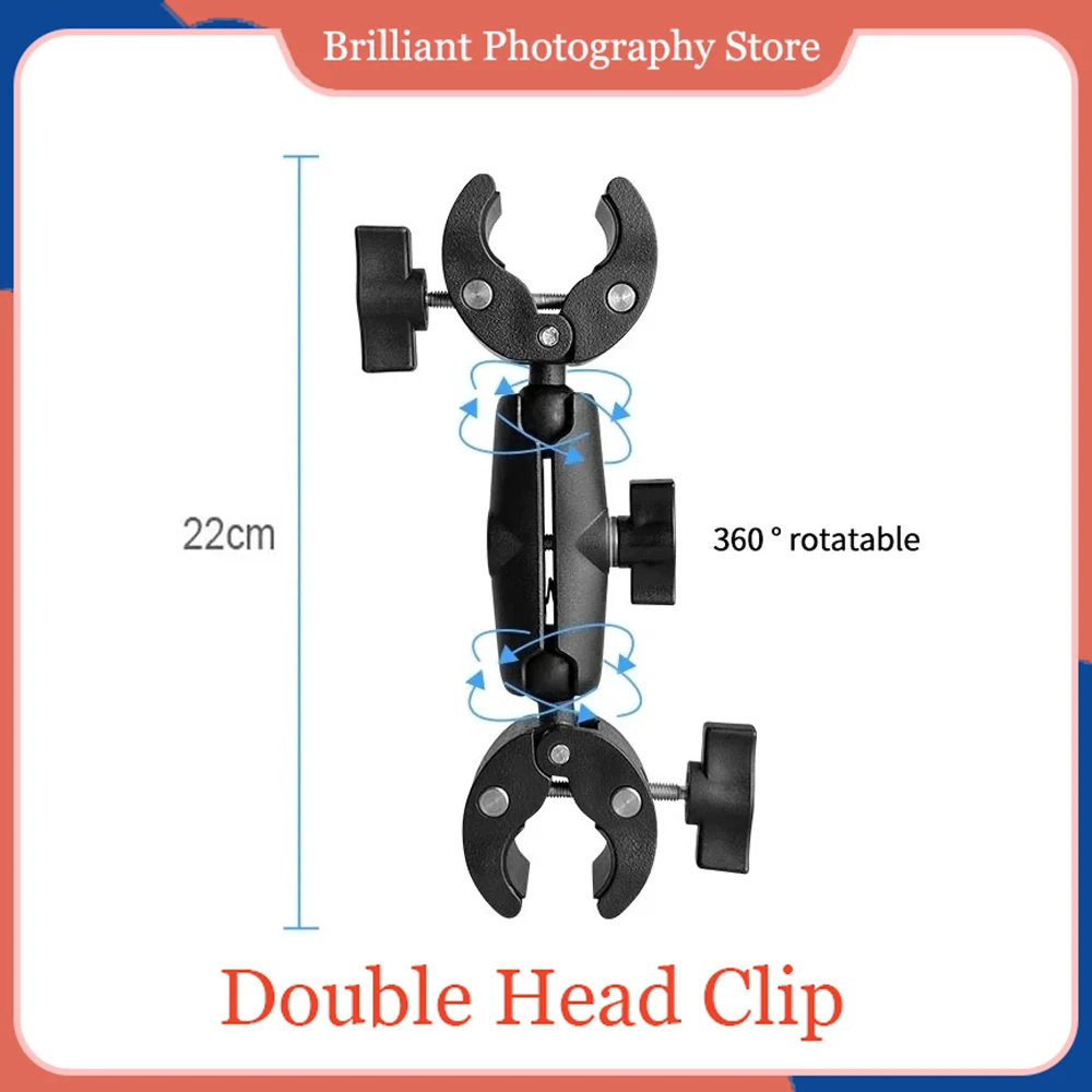 

Motorcycle Double Clip Bracket for Insta360 Ace Pro One X3 RS GoPro Hero 12 11 9 DJI Osmo Action 4 3 Sports Cameras Accessories