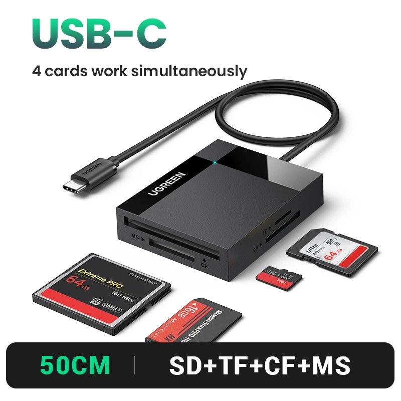 Lecteur de Carte SD Micro SD TF CF MS 4 en 1 Adaptateur Compact