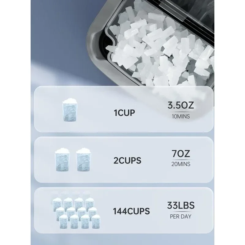 Nugget Ice Maker Countertop - Chewable Pellet Ice Cubes, 33 lbs Daily Output, Stainless Steel Housing, Self-Cleaning Ice Machine 2