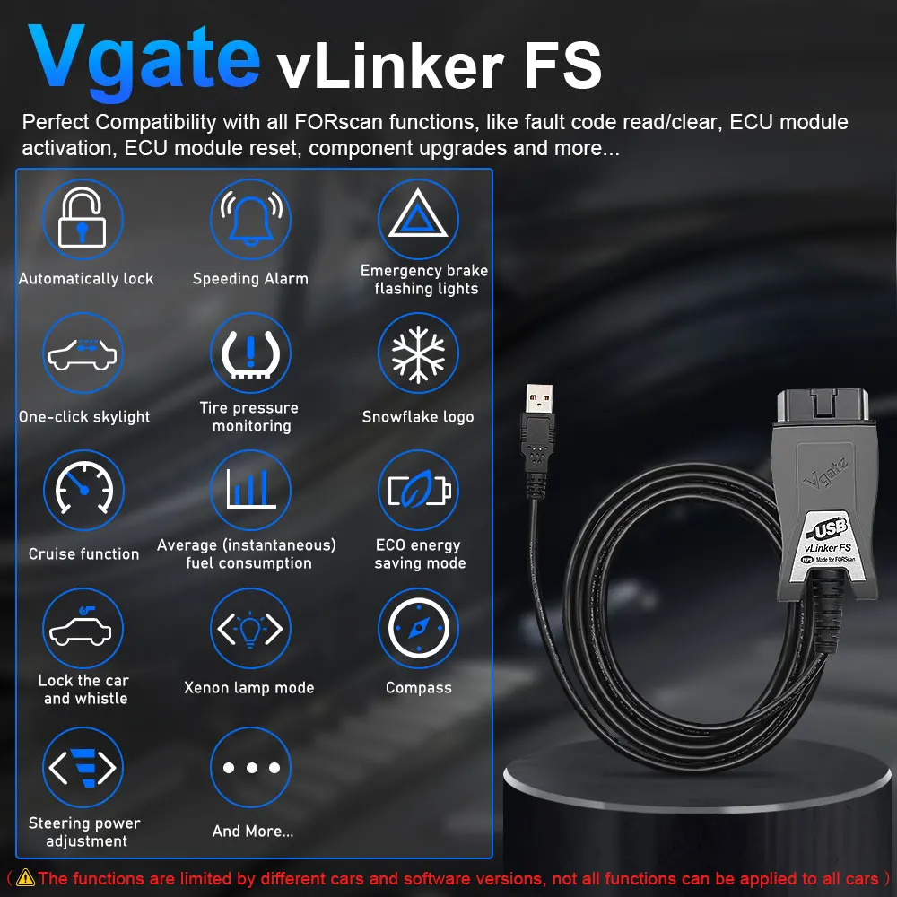 Vgate vLinker FS USB ELM327 For Ford FORScan For Mazda HS MS CAN ELM 327 OBD 2 OBD2 Car Diagnostic Scanner Interface Tools OBDII 3