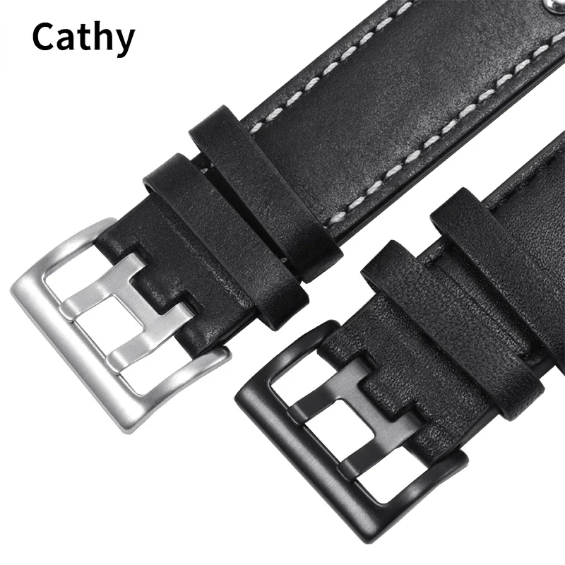 Pulseira de Relógio de Couro Genuíno Pulseira Confortável Caqui Aviação Campo Cinto Acessórios para Hamilton H760250 20 mm 22 mm - Image 3
