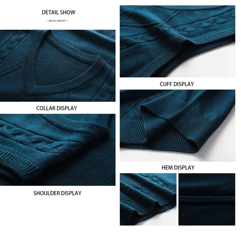 Men Sweater Vests Argyle Sweater Vest Solid Color Casual Sleeveless Autumn Winter Short Slim Fit