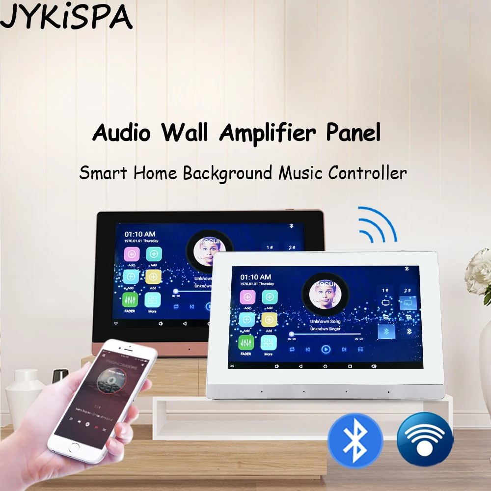 

Smart Home Theater Bluetooth Wall Amplifier 7inch Touch Screen Background Music Audio Stereo WIFI Panel Mount Amp Android system