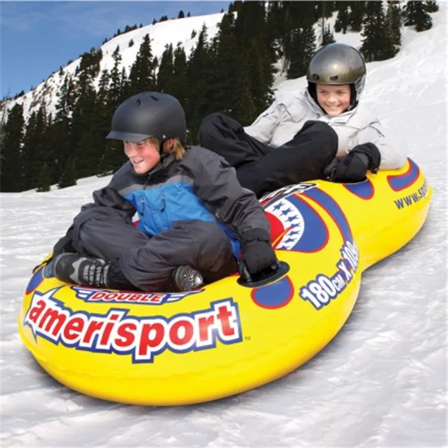 Double inflatable snow sled, inflatable snow car for kids