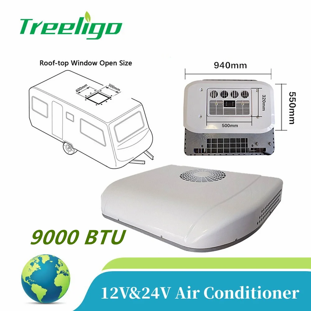 Treeligo-Climatiseur électrique 9000BTU, 12V, pour camping-car, véhicule  automobile, parking, refroidissement, pour voiture, toit, caravane, bus