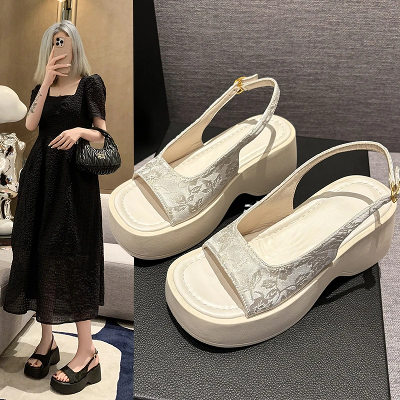 

Thick Bottom Open Toe Back Trip Strap Waterproof Platform All Lightweight Comfortable Anti-slip Wear-resistant Women's Sandals