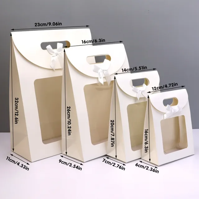 10/20pcs Transparent Window Gift Bags For Wedding Birthday Home Party White Black Packaging Box Baking Takeaway Bag 2