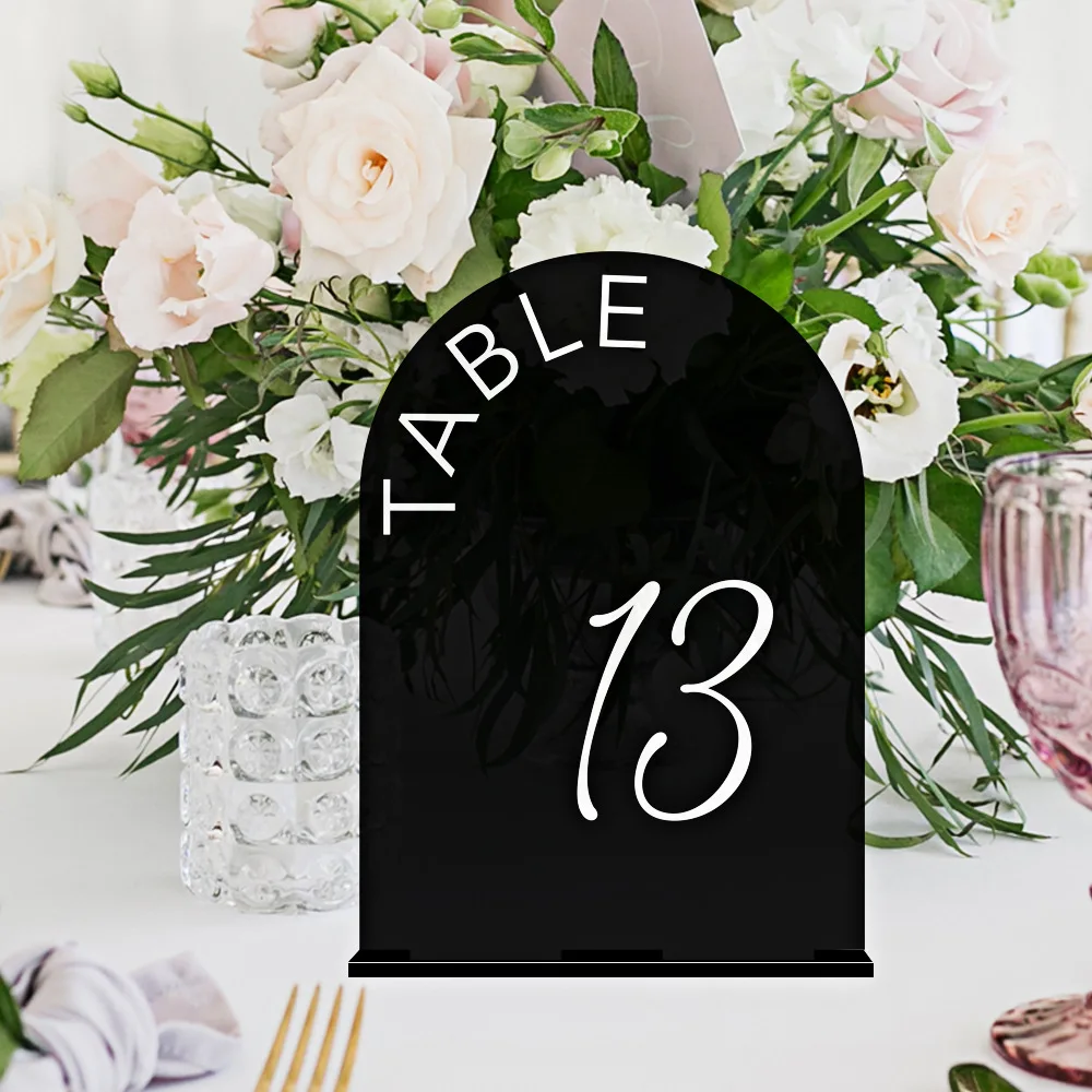 Arched Digital Label Acrylic Table Position Card, Wedding Table Number Card, Dining Diy Personalized Seat Card