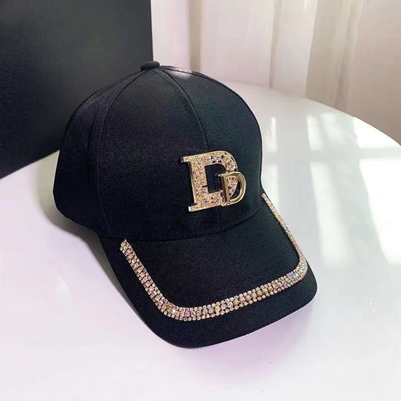 Fashion Bling Diamond D M Letter Baseball Cap For Women Summer Outdoor Sun Protection Snapback Hat Autumn Casual Ladies Caps