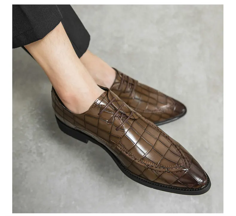 Men Derby Shoes Split Leather 38-46 Big Size Fashion Black Lace-up Oxford Flats Classic Business Formal Casual Loafers