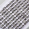Hot 50/100Pcs Mixed Stainless Steel Black Stripe Rings Wholesale Bulk Men Women Wedding Ring Jewelry Gifts17-21mm Lots 3