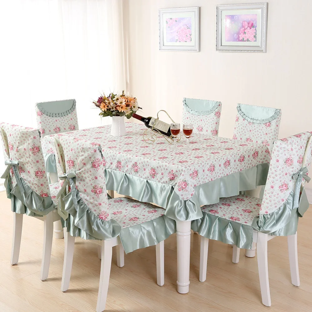 

New Floral Tablecloth Pastoral Dinner Tablecloth Fresh Style Table Cover Decoration Rectangular Cotton Line Table Cloth JK