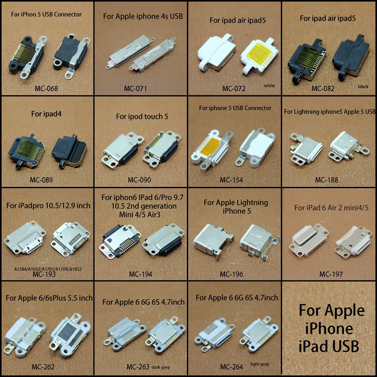Dual USB 10-Pin Charger Connector Plug and Dock Socket Port
