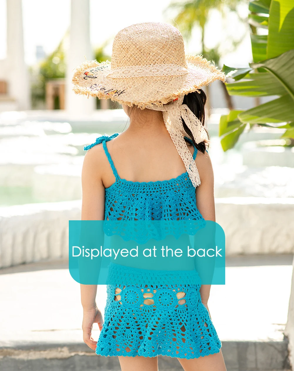 DIY European and American Fashion Handwoven Hollow Suspender Tank Top Short Skirt Girls' Split Swimwear Set