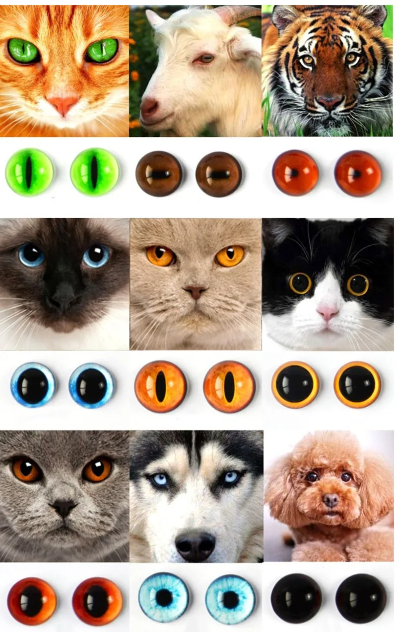Googly Doll Eyes Plastic Toy Eyes Doll Eyes 50 Pcs Glass Eyes For DIY Sewing Dolls Crafts Accessories Cat Eye Dragon Dinosaur Eye Round Cabochon